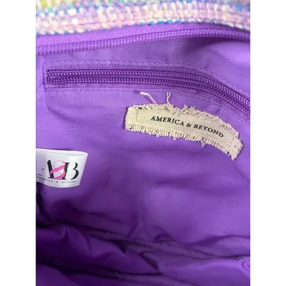 America & Beyond Purple Circle Crossbody Bag Orange Slice Beaded - Picture 5 of 7